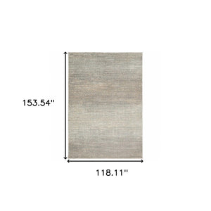 HomeRoots 10' Gray and Green Abstract Distressed Area Rug - Modern Design, Stain-Resistant, Perfect for Families 9'10" x 12'10" 384278