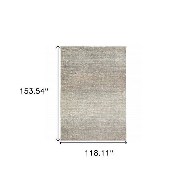 HomeRoots 10' Gray and Green Abstract Distressed Area Rug - Modern Design, Stain-Resistant, Perfect for Families 9'10" x 12'10" 384278