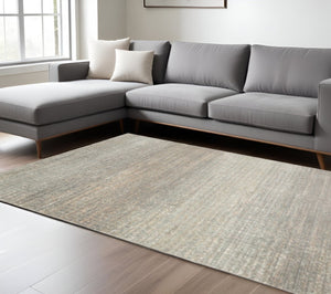 HomeRoots 10' Gray and Green Abstract Distressed Area Rug - Modern Design, Stain-Resistant, Perfect for Families 9'10" x 12'10" 384278
