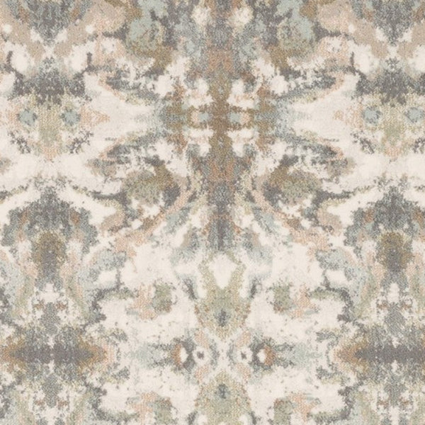 Homeroots 7' Ivory Gray Abstract Ikat Indoor Runner Rug  Polypropylene 384279