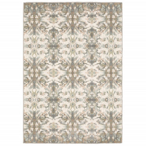 Homeroots 3' X 6' Ivory Gray Abstract Ikat Indoor Area Rug  Polypropylene 384280