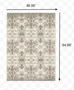 Homeroots 3' X 6' Ivory Gray Abstract Ikat Indoor Area Rug  Polypropylene 384280