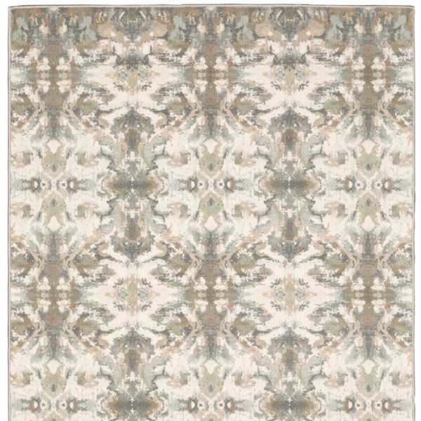 Homeroots 5' X 8' Ivory Gray Abstract Ikat Indoor Area Rug  Polypropylene 384281