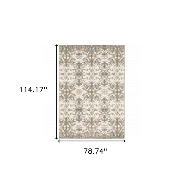 Homeroots 6' X 9' Ivory Gray Abstract Ikat Indoor Area Rug  Polypropylene 384282