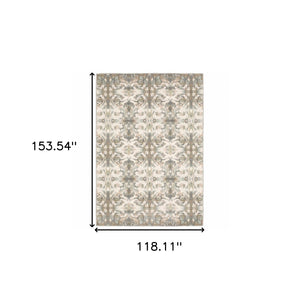 Homeroots 9' X 12' Ivory Gray Abstract Ikat Indoor Area Rug  Polypropylene 384284