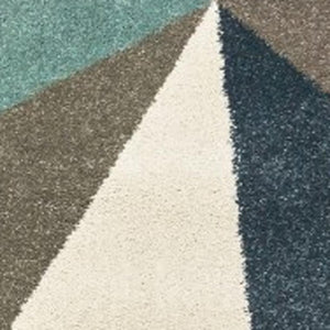 HomeRoots 8' Abstract Geometric Runner Rug in Blue, Green, and Beige – Stylish, Durable, and Easy-Clean Design 5'3" x 7'3" 384288