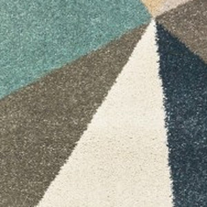 Homeroots 7' X 10' Blue Green Beige Retro Wedge Indoor Area Rug  Polypropylene 384290