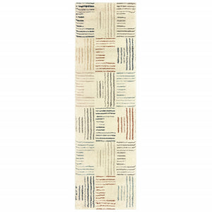 HomeRoots 8' Ivory and Blue Runner Rug - Soft, Durable Design Perfect for Hallways, Kitchens, and Entryways 2'3" x 7'6" 384293