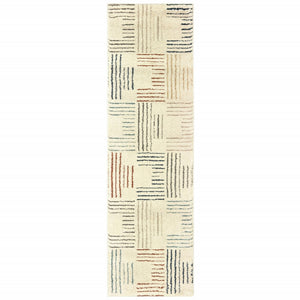HomeRoots 8' Ivory and Blue Runner Rug - Soft, Durable Design Perfect for Hallways, Kitchens, and Entryways 2'3" x 7'6" 384293