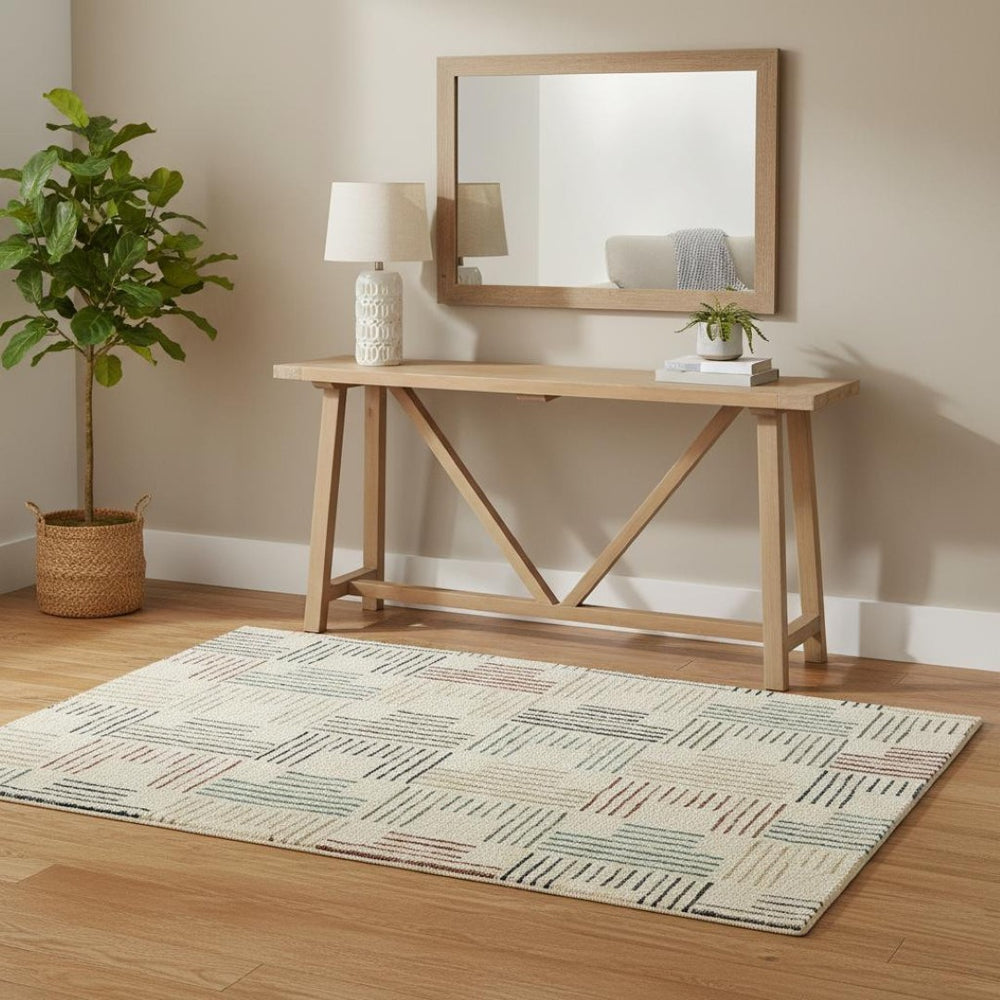 HomeRoots 8' Ivory and Blue Runner Rug - Soft, Durable Design Perfect for Hallways, Kitchens, and Entryways 3'10" x 5'5" 384294