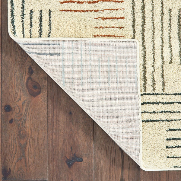 HomeRoots 8' Ivory and Blue Runner Rug - Soft, Durable Design Perfect for Hallways, Kitchens, and Entryways 5'3" x 7'3" 384295