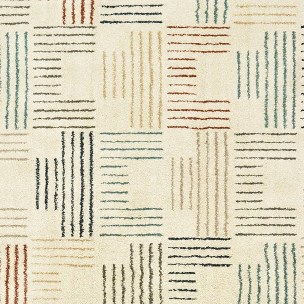 HomeRoots 8' Ivory and Blue Runner Rug - Soft, Durable Design Perfect for Hallways, Kitchens, and Entryways 5'3" x 7'3" 384295