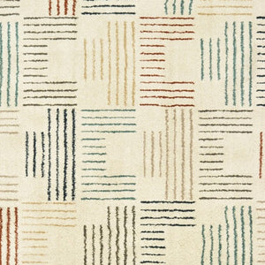 HomeRoots 8' Ivory and Blue Runner Rug - Soft, Durable Design Perfect for Hallways, Kitchens, and Entryways 6'7" x 9'2" 384296