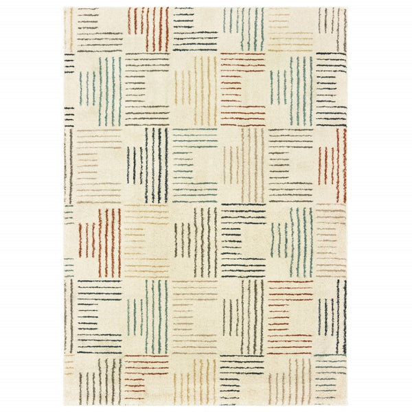 HomeRoots 8' Ivory and Blue Runner Rug - Soft, Durable Design Perfect for Hallways, Kitchens, and Entryways 7'10" x 10' 384297