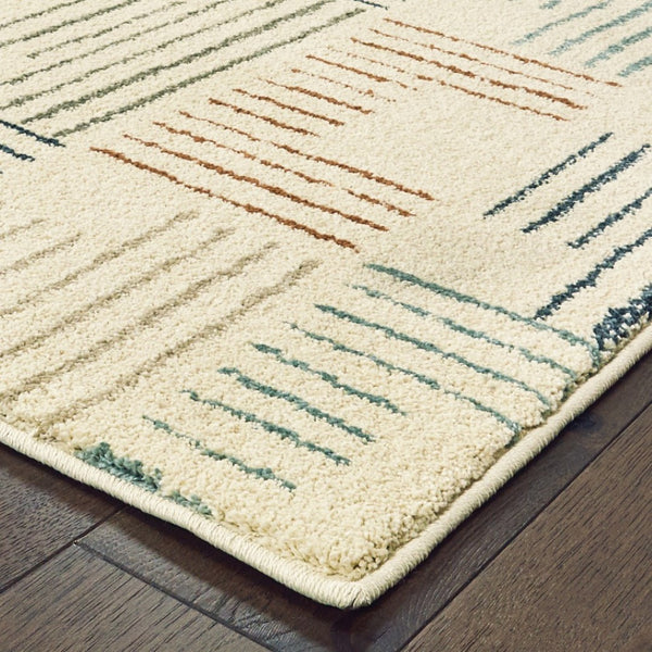 HomeRoots 8' Ivory and Blue Runner Rug - Soft, Durable Design Perfect for Hallways, Kitchens, and Entryways 7'10" x 10' 384297