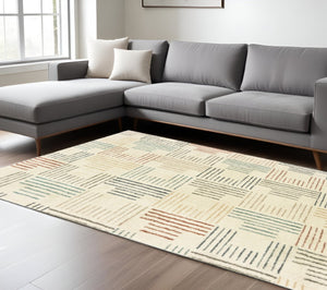 HomeRoots 8' Ivory and Blue Runner Rug - Soft, Durable Design Perfect for Hallways, Kitchens, and Entryways 7'10" x 10' 384297