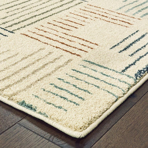 HomeRoots 8' Ivory and Blue Runner Rug - Soft, Durable Design Perfect for Hallways, Kitchens, and Entryways 9'10" x 12'10" 384298
