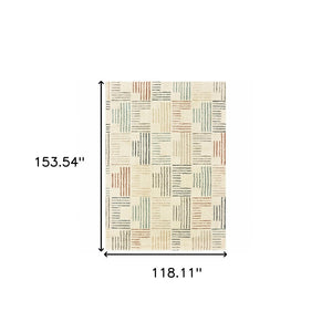 HomeRoots 8' Ivory and Blue Runner Rug - Soft, Durable Design Perfect for Hallways, Kitchens, and Entryways 9'10" x 12'10" 384298