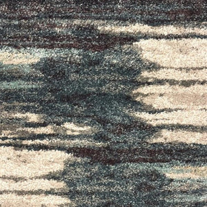 HomeRoots 8' Contemporary Blue and Ivory Abstract Runner Rug for Hallways – Plush, Durable, Easy Care Design 2'3" x 7'6" 384300