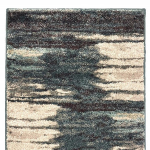 HomeRoots 8' Contemporary Blue and Ivory Abstract Runner Rug for Hallways – Plush, Durable, Easy Care Design 2'3" x 7'6" 384300