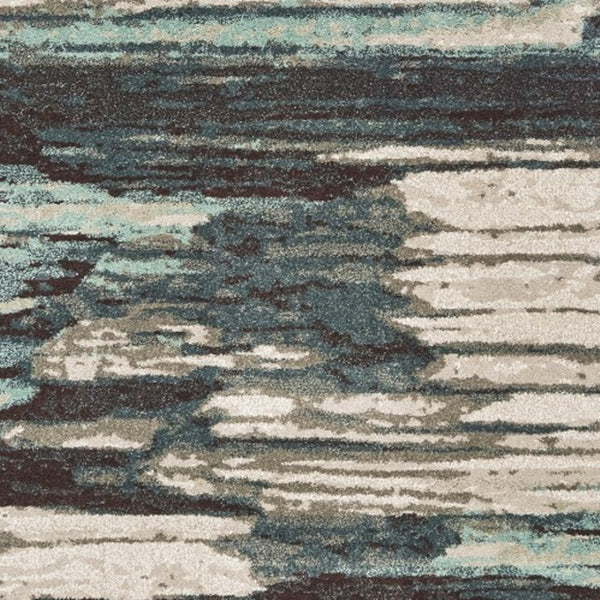 HomeRoots 8' Contemporary Blue and Ivory Abstract Runner Rug for Hallways – Plush, Durable, Easy Care Design 3'10" x 5'5" 384301