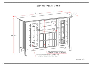 English Elm Bedford Tall TV Media Stand White Pine – Handcrafted, Tempered Glass Doors, Cord Management, Fits 60" TVs B136P261846