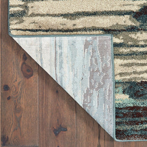 HomeRoots 8' Contemporary Blue and Ivory Abstract Runner Rug for Hallways – Plush, Durable, Easy Care Design 5'3" x 7'3" 384302