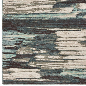 HomeRoots 8' Contemporary Blue and Ivory Abstract Runner Rug for Hallways – Plush, Durable, Easy Care Design 5'3" x 7'3" 384302