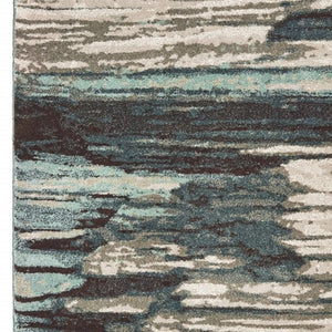 HomeRoots 8' Contemporary Blue and Ivory Abstract Runner Rug for Hallways – Plush, Durable, Easy Care Design 7'10" x 10' 384304