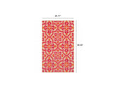 Homeroots 4' X 5' Pink And Orange Medallion Indoor Outdoor Area Rug Sand,Pink Polypropylene 384331