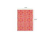 Homeroots 5' X 8' Pink And Orange Moroccan Indoor Outdoor Area Rug Sand,Pink Polypropylene 384332