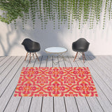 Homeroots 7' X 10' Pink And Orange Moroccan Indoor Outdoor Area Rug Sand,Pink Polypropylene 384333