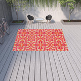 Homeroots 10' X 13' Pink And Orange Moroccan Indoor Outdoor Area Rug Sand,Pink Polypropylene 384335