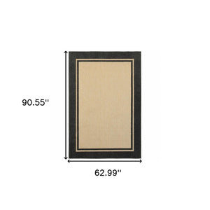 Homeroots 5' X 8' Beige And Black Indoor Outdoor Area Rug Sand,Charcoal Polypropylene 384338