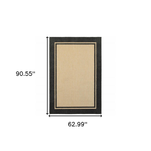 Homeroots 5' X 8' Beige And Black Indoor Outdoor Area Rug Sand,Charcoal Polypropylene 384338