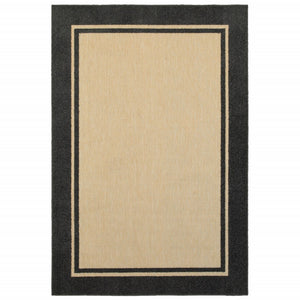 Homeroots Beige And Black Indoor Outdoor Area Rug Sand,Charcoal Polypropylene 384339