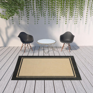 Homeroots Beige And Black Indoor Outdoor Area Rug Sand,Charcoal Polypropylene 384339