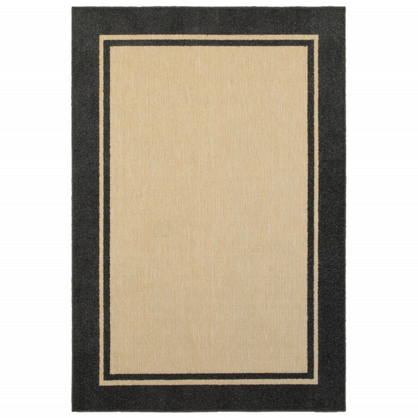 Homeroots Beige And Black Indoor Outdoor Area Rug Sand,Charcoal Polypropylene 384340