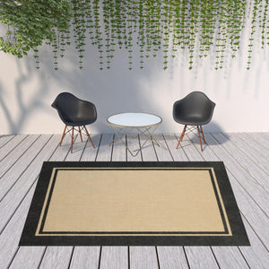 Homeroots Beige And Black Indoor Outdoor Area Rug Sand,Charcoal Polypropylene 384340