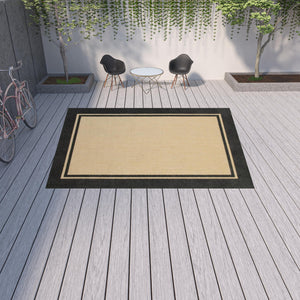 Homeroots Beige And Black Indoor Outdoor Area Rug Sand,Charcoal Polypropylene 384341