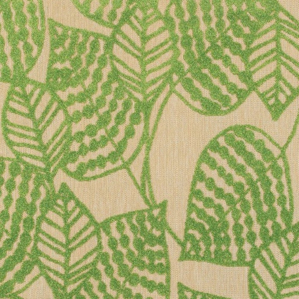 HomeRoots 5' Green Floral Indoor Outdoor Area Rug - Durable, Easy-Care Design for Patios, Kitchens & More! 6'7" x 9'6" 384345