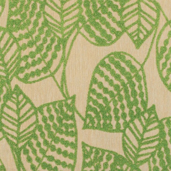 HomeRoots 5' Green Floral Indoor Outdoor Area Rug - Durable, Easy-Care Design for Patios, Kitchens & More! 6'7" x 9'6" 384345
