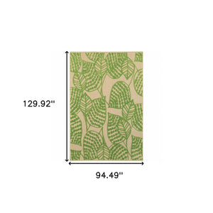 Homeroots Green Floral Indoor Outdoor Area Rug  Polypropylene 384346