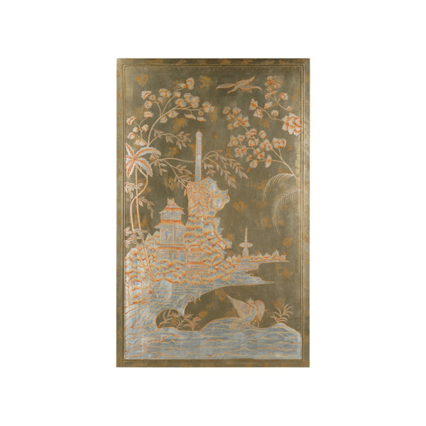 Chelsea House Chinoiserie Hand-Painted Wood Panel By Jamie Merida — 64" X 40" Elegant Oriental Motif For Walls 384351