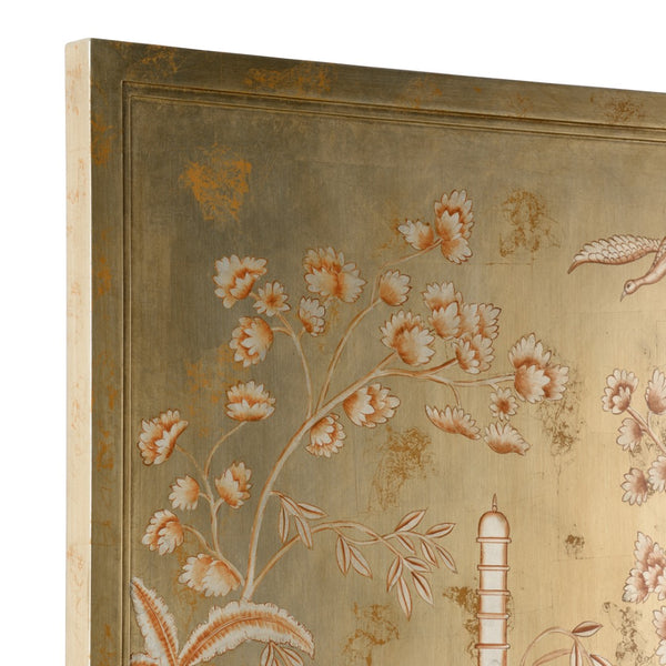 Chelsea House Chinoiserie Hand-Painted Wood Panel By Jamie Merida — 64" X 40" Elegant Oriental Motif For Walls 384351