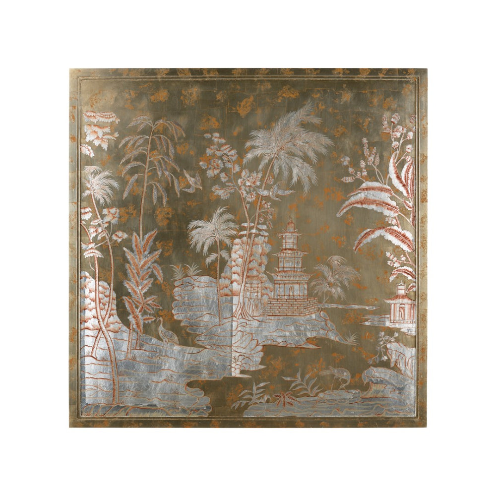 Chelsea House Chinoiserie Hand-Painted Wood Panel By Jamie Merida — 54.5"X54.25" Gallery-Ready Focal Art Piece 384353