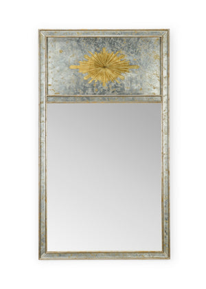 Chelsea House Halcyon Hall Mirror By Jamie Merida — 56" Antique Silver Leaf Frame With Gold Medallion Accent For Foyers 384354