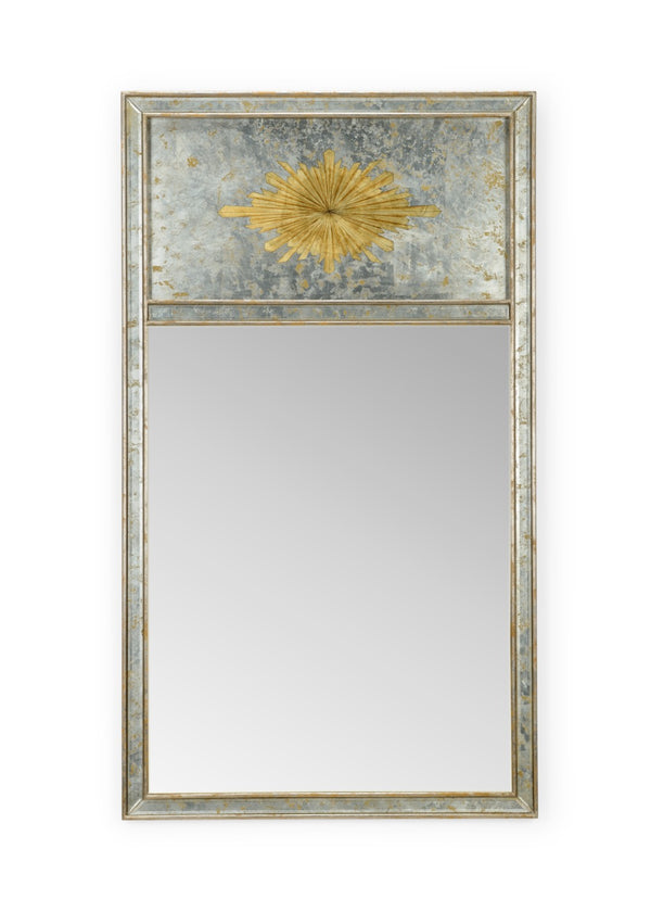 Chelsea House Halcyon Hall Mirror By Jamie Merida — 56" Antique Silver Leaf Frame With Gold Medallion Accent For Foyers 384354