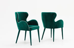 Homeroots Modern Green Velvet With White Dining Or Side Chair  Metal 384359