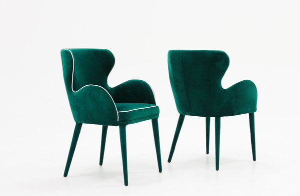 Homeroots Modern Green Velvet With White Dining Or Side Chair  Metal 384359